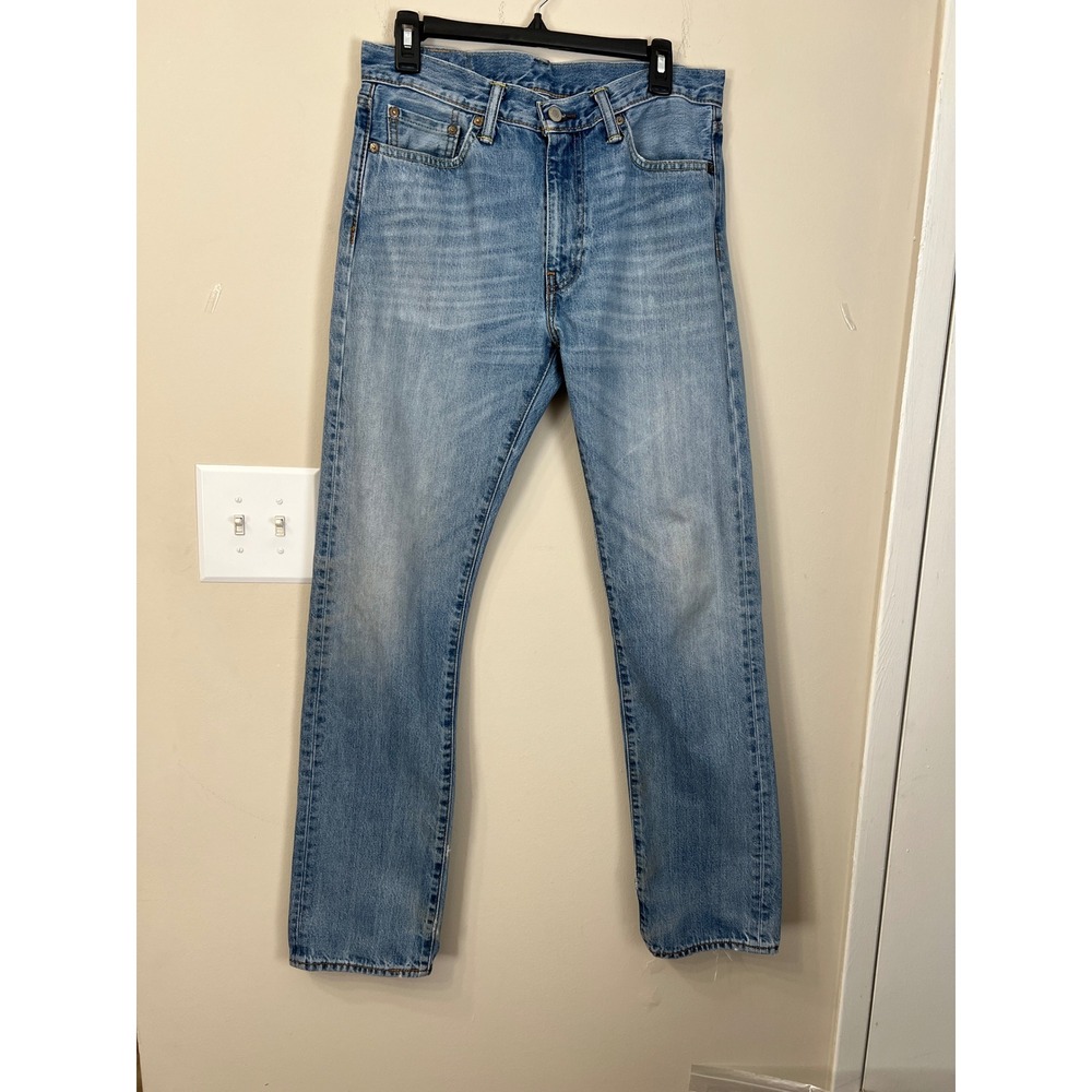 Levis 513 Slim Straight Jeans Mens 32x34 Light Wash Blue Denim Pants